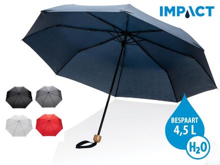 20.5 inch impact aware rpet bamboe miniparaplu