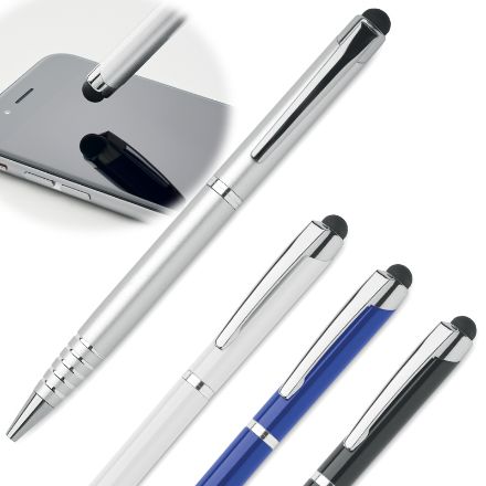 stylus balpen van recycled aluminium blauwe inkt