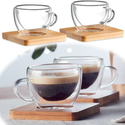 espresso set met bamboe onderzetter 90 ml