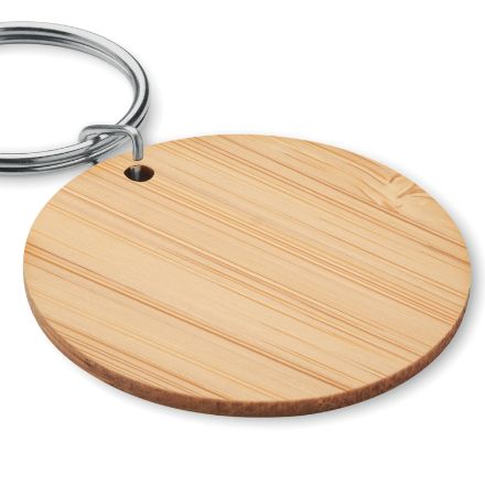 ronde bamboe sleutelhanger