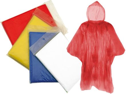 transparante poncho in hersluitbare plastic zak.