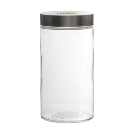 voorraadpot helder glas aluminium deksel 1500 ml