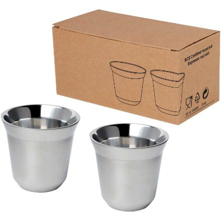 duo roestvrijstalen espressokopjes set 80 ml