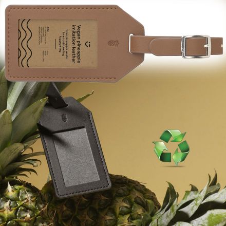 vegan ananas leder bagagelabel