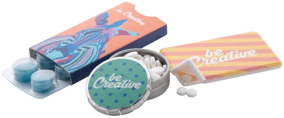 Doosjes met muntjes, in verschillende kleuren