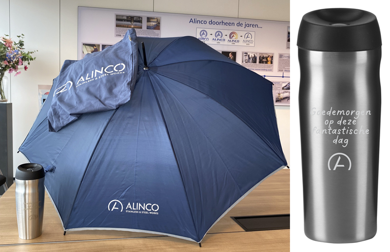 Klant Alinco heeft aantal artikelen laten bedrukken met mooi resultaat